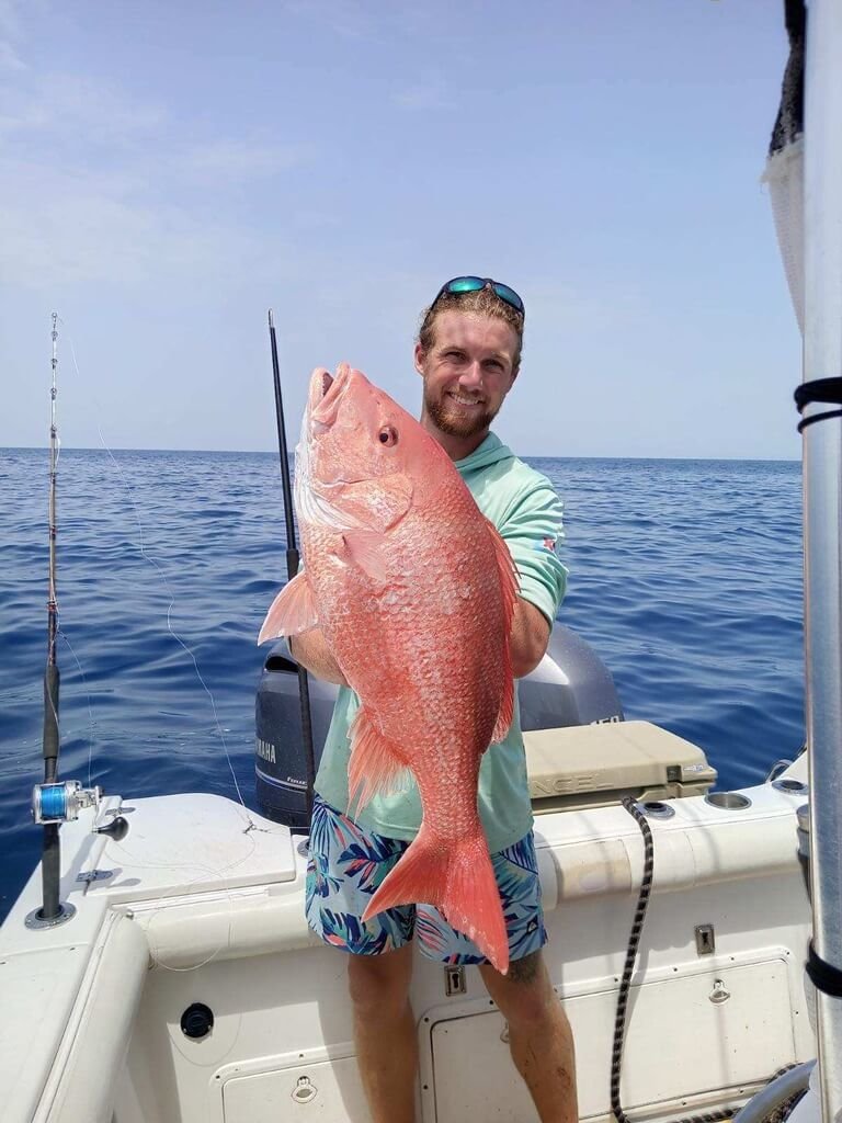Large red snapper caught during offshore fishing trip in Brevard County Florida