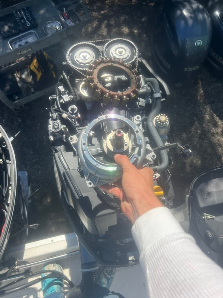Outboard engine diagnostics during mobile marine repair in Brevard County